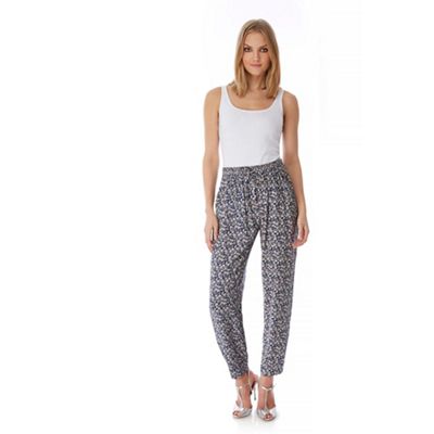 Yumi Blue Ditsy Floral Print Trousers